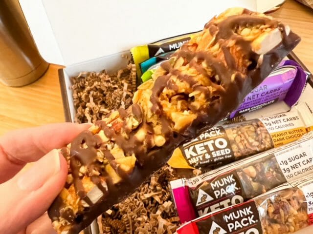 coconut dark chocolate almond keto nut and seed bar-munk pack keto granola bars review-mealfinds