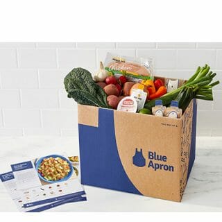 blue apron meal kit box and recipes