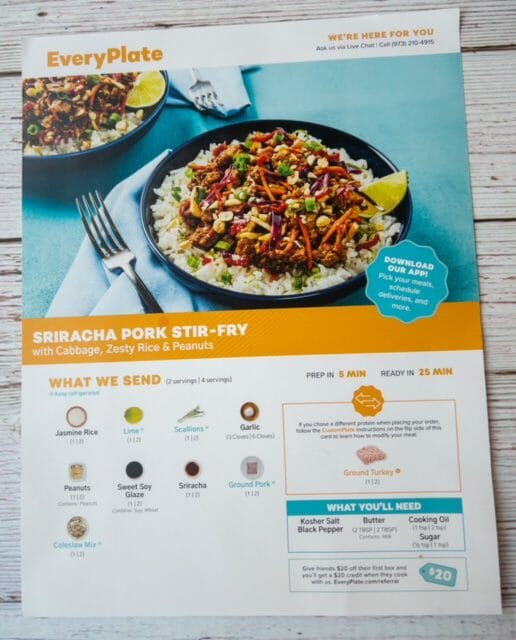 sriracha pork stir fry recipe front-everyplate- review-mealfinds