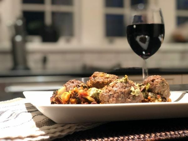 lebanese style beef meatballs dinner with wine glass-freshly food reviews-mealfinds
