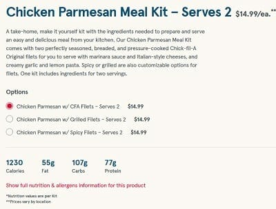 chick-fil-a-chicken-parm-meal-kit-2-servings-Chick-fil-A Meal Kits - MealFinds