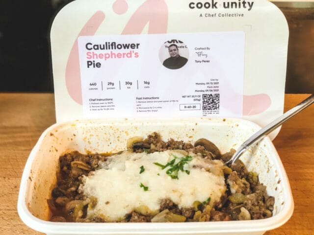 cauliflower shepards pie prepared meal heated-CookUnity Prepared Meals Reviews- MealFinds