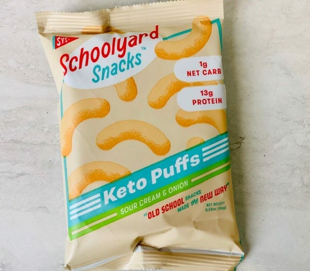 schoolyard-snacks-sour-cream-keto-cheese-puffs-bag- schoolyard snacks reviews-mealfinds