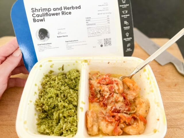 shrimp and herbed cauliflower rice bowl-cookunity meal reviews-mealfinds