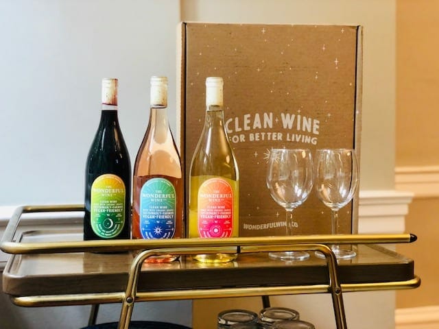 the-wonderful-wine-co-starter-pack on bar cart-wonderful wine co reviews-mealfinds
