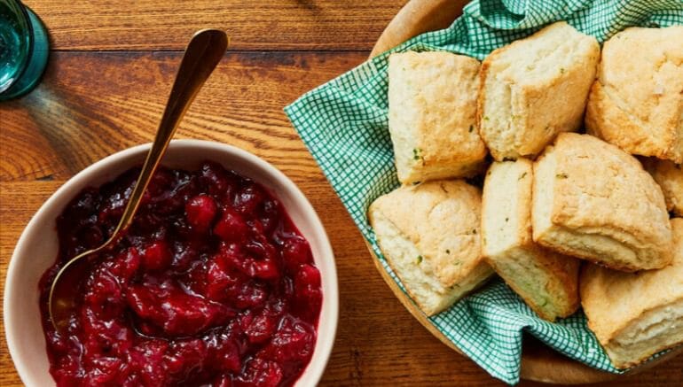 biscuits and cranberry sauce-dinnerly thanksgiving 2022-mealfinds