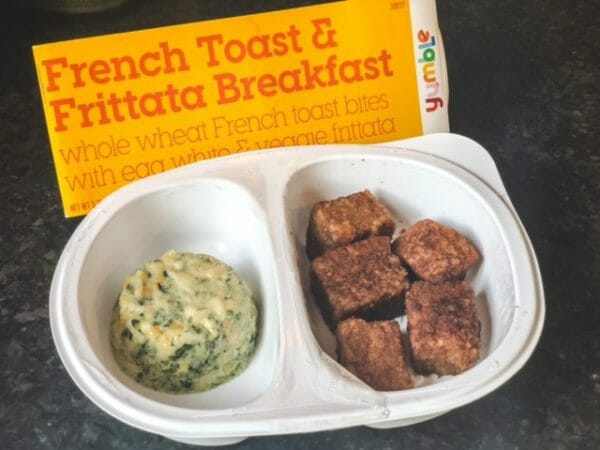 french toast and egg white frittata in tray-yumble kids meal delivery reviews-mealfinds