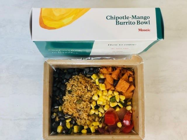 mosaic-chipotle-mango-burrito-bowl- mosaic foods service reviews - mealfinds