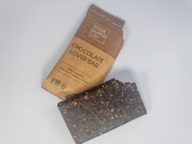 your-super-chocolate-lover bar out of package-your super superfood reviews-mealfinds