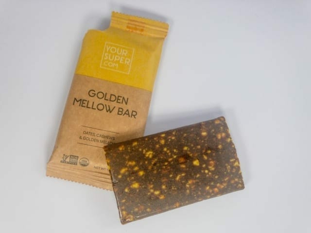 your-super-golden-mellow-bar out of package-your super superfood reviews-mealfinds