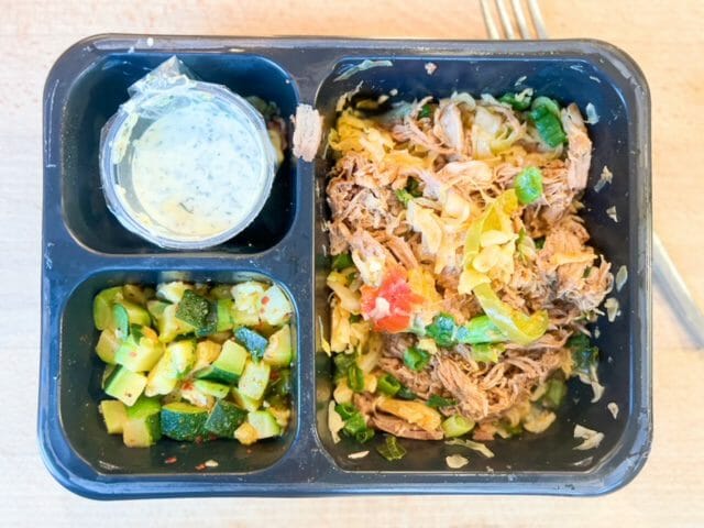 shredded pork with cabbage and zuchini-factor meals review-mealfinds