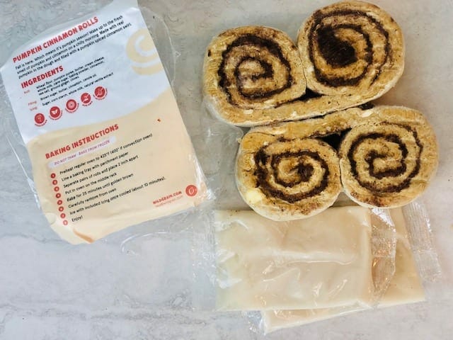 wildgrain-pumpkin-cinnamon-rolls and packaging-Wildgrain Baking Kit Reviews - MealFinds