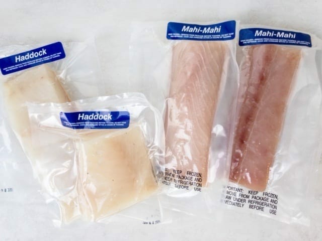 sizzlefish-mahi-mahi-haddock in packaging - Sizzlefish Seafood Delivery Reviews - MealFinds