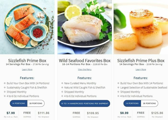 sizzlefish-subscription sample menu- Sizzlefish Seafood Delivery Reviews - MealFinds
