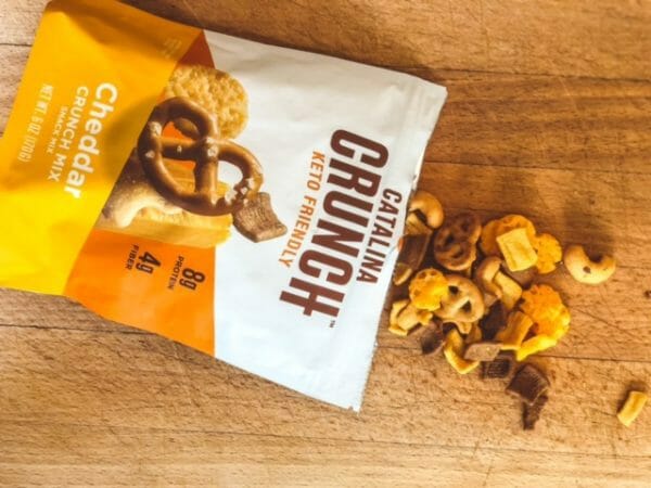 catalina crunch keto cheddar crunch mix spilled-catalina crunch keto cereal reviews-mealfinds