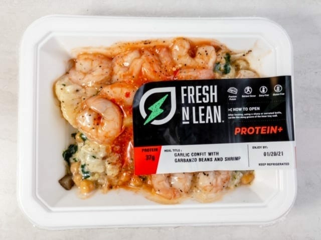 fresh-n-lean-garlic-shrimp in package- Fresh N Lean Prepared Meals Review - MealFinds