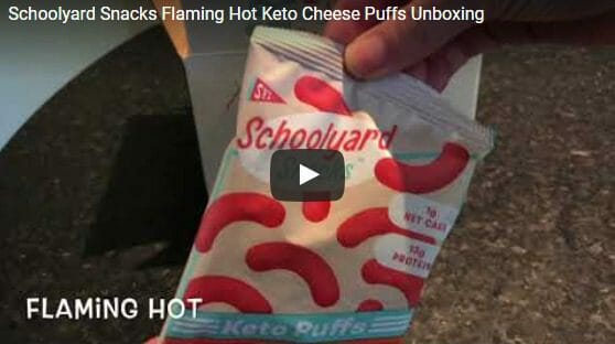 schoolyard snacks keto flaming hot cheese puffs unboxing-schoolyard snacks keto-mealfinds