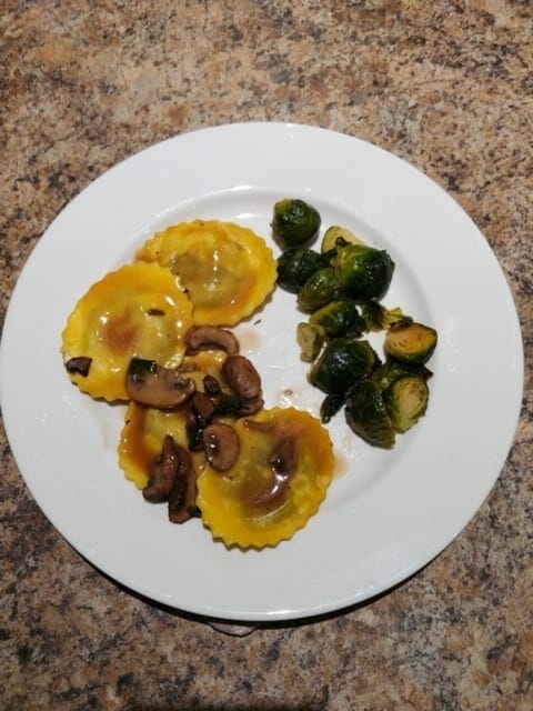 wil mushroom ravioli meal on plate-top chef meals reviews-mealfinds