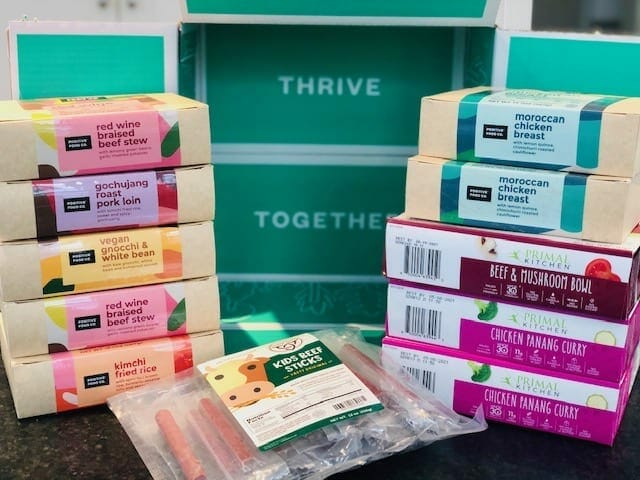thrive market order stacked up on counter-thrive market reviews-mealfinds