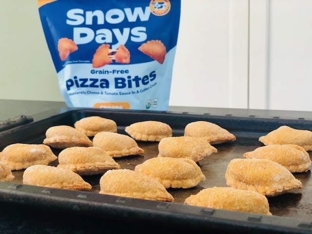 snow-days-on-baking-tray- Snow Days Pizza Bites Snack Reviews - MealFinds