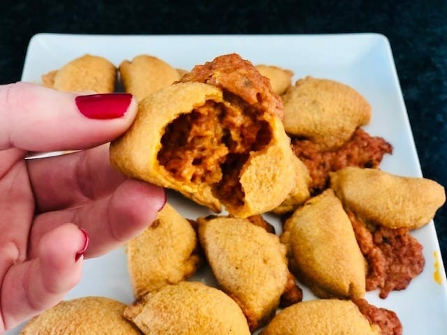 snow-days pizza bites on plate- Snow Days Pizza Bites Snack Reviews - MealFinds