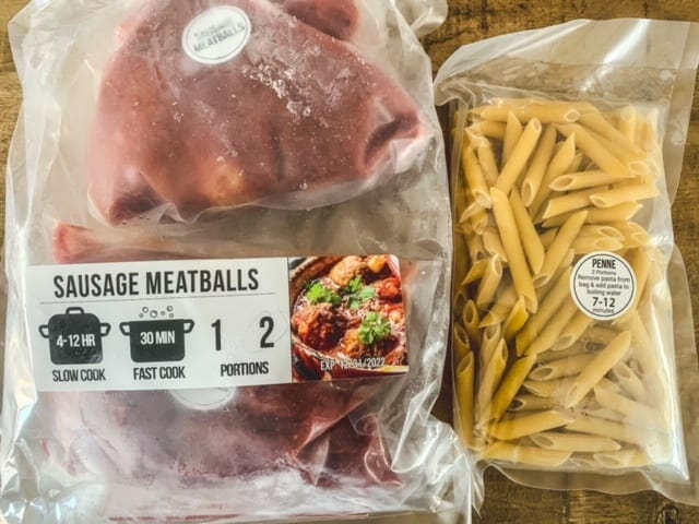 frozen sausage meatballs and pasta in bag-what a crock crock pot meals reviews-mealfinds