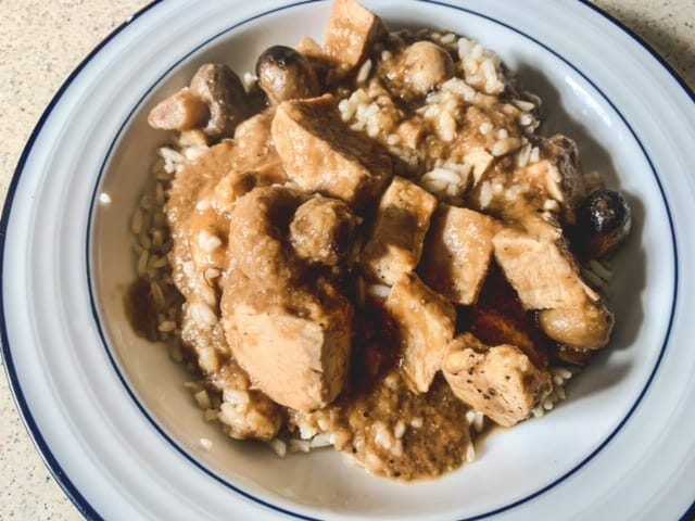 chicken marsala dinner in bowl-what a crock crock pot meals reviews-mealfinds