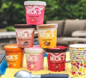 nicks ice cream 6 pack on tray outside-nicks ice cream reviews-mealfinds
