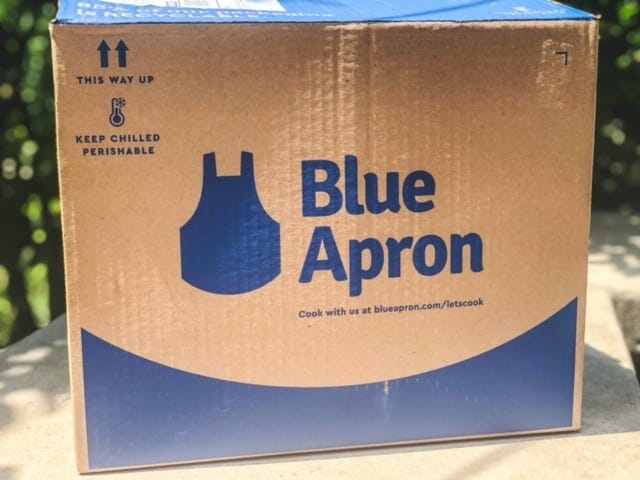 blue apron box outside-blue apron review-mealfinds