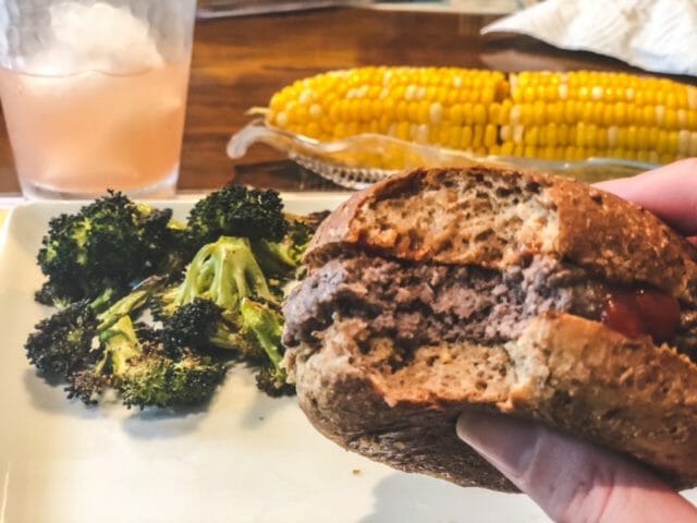 bison burger with broccoli and corn-imprefect foods review-mealfinds