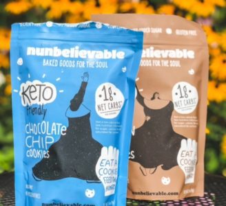 nunbelievable low carb choclate chip cookie and pecan sandy bags-nunbelievable cookies reviews-mealfinds