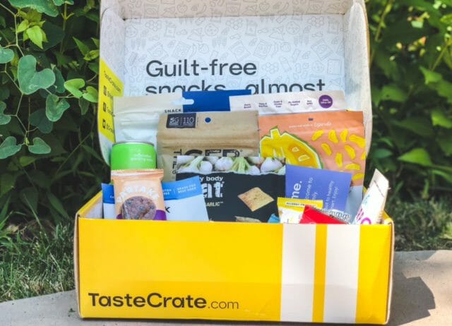 tastecrate box open with snacks-tastecrate review-mealfinds