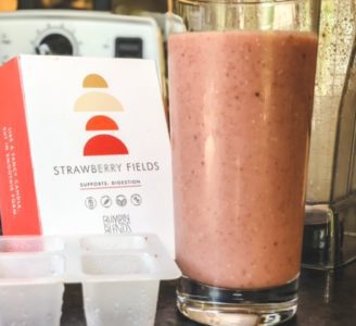 starwberry fields smoothie made with box and tray-bumpin blends smoothies reviews-mealfinds