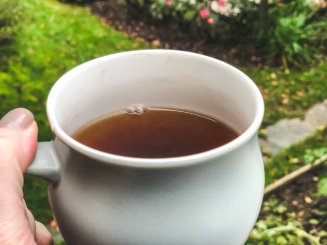 black tea in mug outside-the tea spot reviews-mealfinds