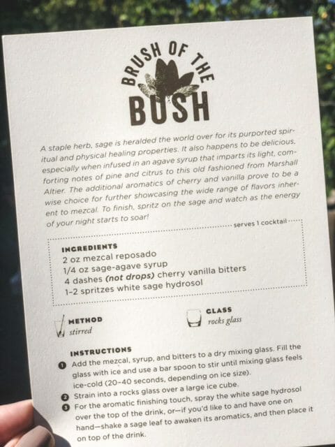 brush of the bush cocktail recipe card-shaker and spoon cocktail kit review-mealfinds