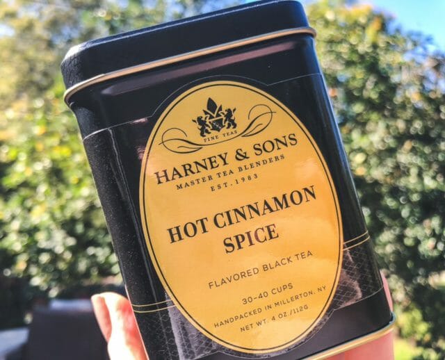 hot cinnamon spice container-harney and sons tea review-mealfinds