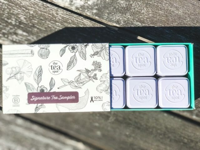 signature tea sampler box open-the tea spot reviews-mealfinds