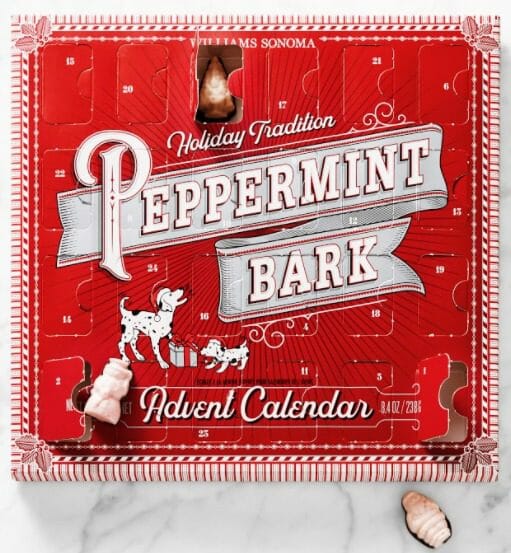 williams sonoma peppermint bark chocolate advent calendar-food advent calendar-mealfinds