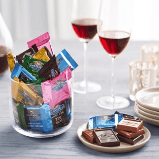 ghirardelli chocolate variety in bowl and dish-dessert delivery-mealfinds