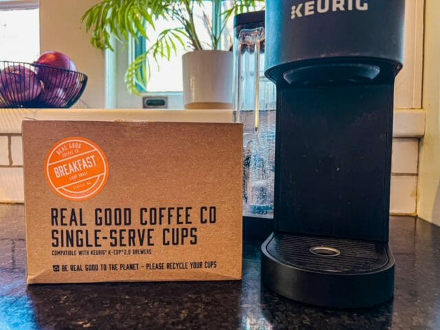 real good coffee breakfast blend box and keurig-real good coffee co review-mealfinds