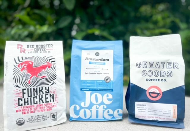 funky chicken joe coffee and greater goods coffee bags-trade coffee subscription reviews-mealfinds