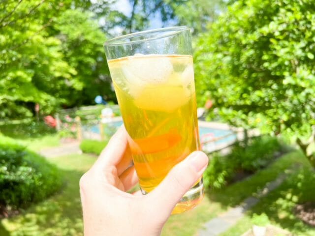 iced mint sencha green tea in glass-pique tea crystal reviews-mealfinds