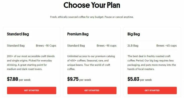 trade coffee subscription plan prices-trade coffee reviews-mealfinds