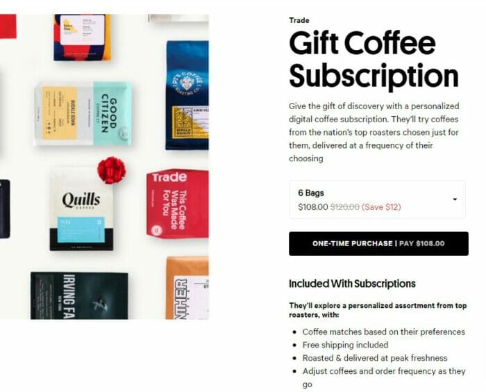 trade coffee gift subscription options-trade coffee reviews-mealfinds