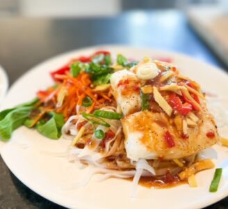 thai steamed cod meal plated-georgie and toms reviews-mealfinds