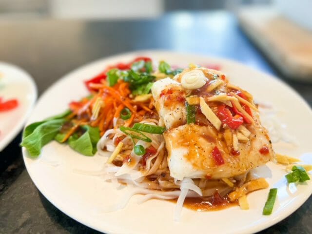 thai steamed cod meal plated-georgie and toms reviews-mealfinds